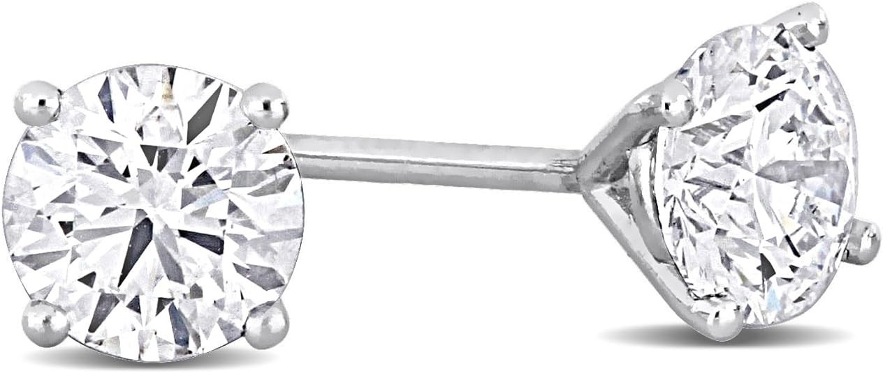 实验室种植钻石耳钉,独特的激光雕刻钻石 ID 镶嵌铂金或白金 - D 颜色,VVS2 净度,IGI 认证实验室种植钻石 - 提供 1,2 克拉 TW